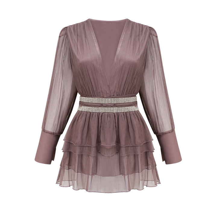 Levoire | Robe Mini En Soie Ornée De Cristaux Lilas