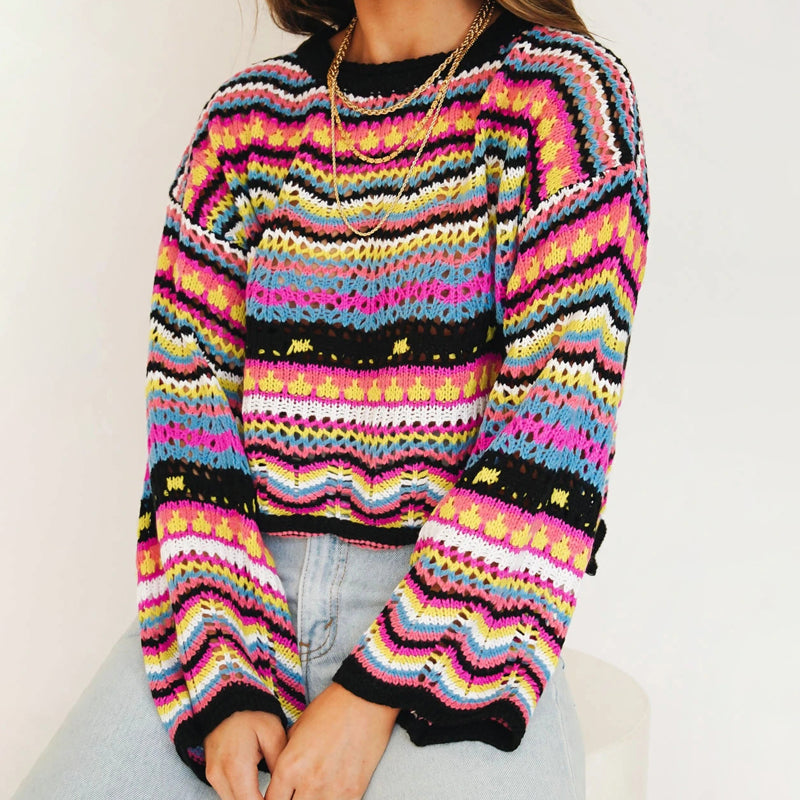 Levoire | En Tricot Rayé Colorées Noir