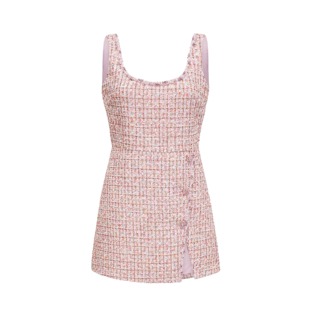 Levoire | Robe Mini En Tweed Rose Décorée