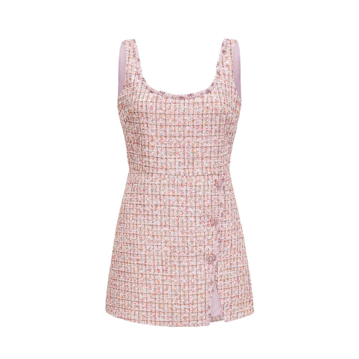 Levoire | Robe Mini En Tweed Rose Décorée