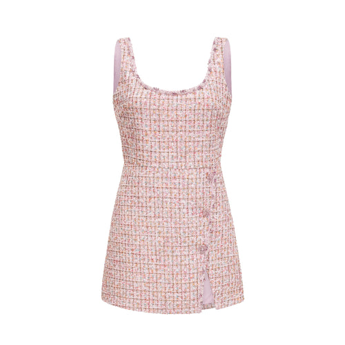Levoire | Robe Mini En Tweed Rose Décorée