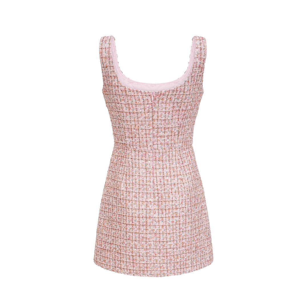 Levoire | Robe Mini En Tweed Rose Décorée
