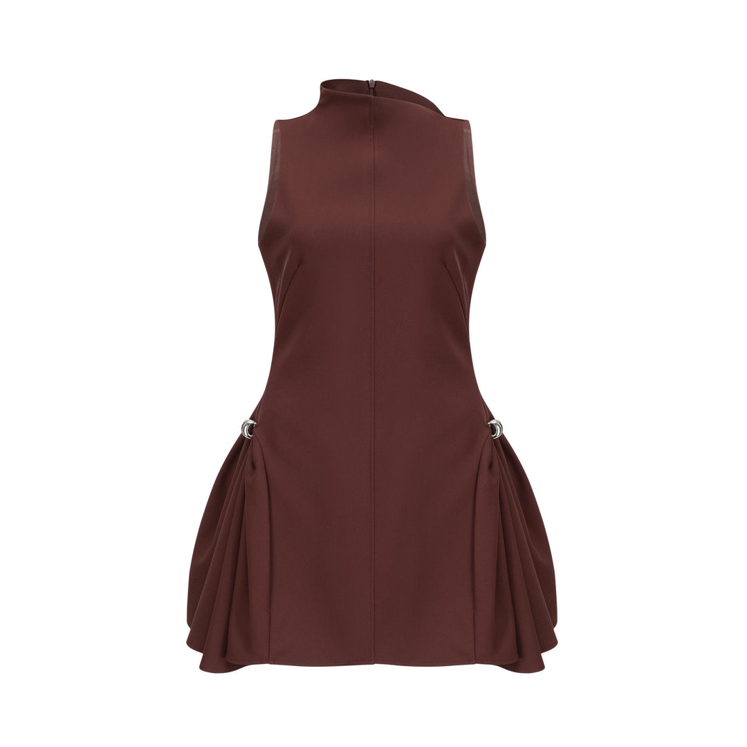 Levoire | Robe Mini À Encolure Asymétrique Marron Puff