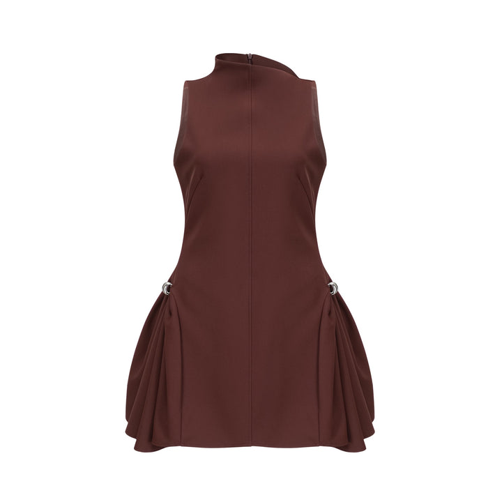 Levoire | Robe Mini À Encolure Asymétrique Marron Puff