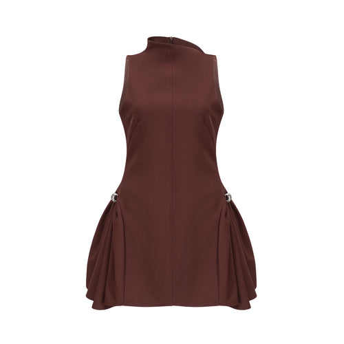 Levoire | Robe Mini À Encolure Asymétrique Marron Puff