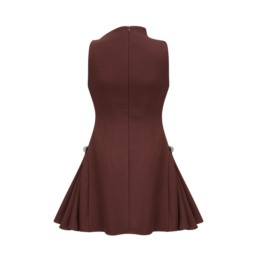 Levoire | Robe Mini À Encolure Asymétrique Marron Puff