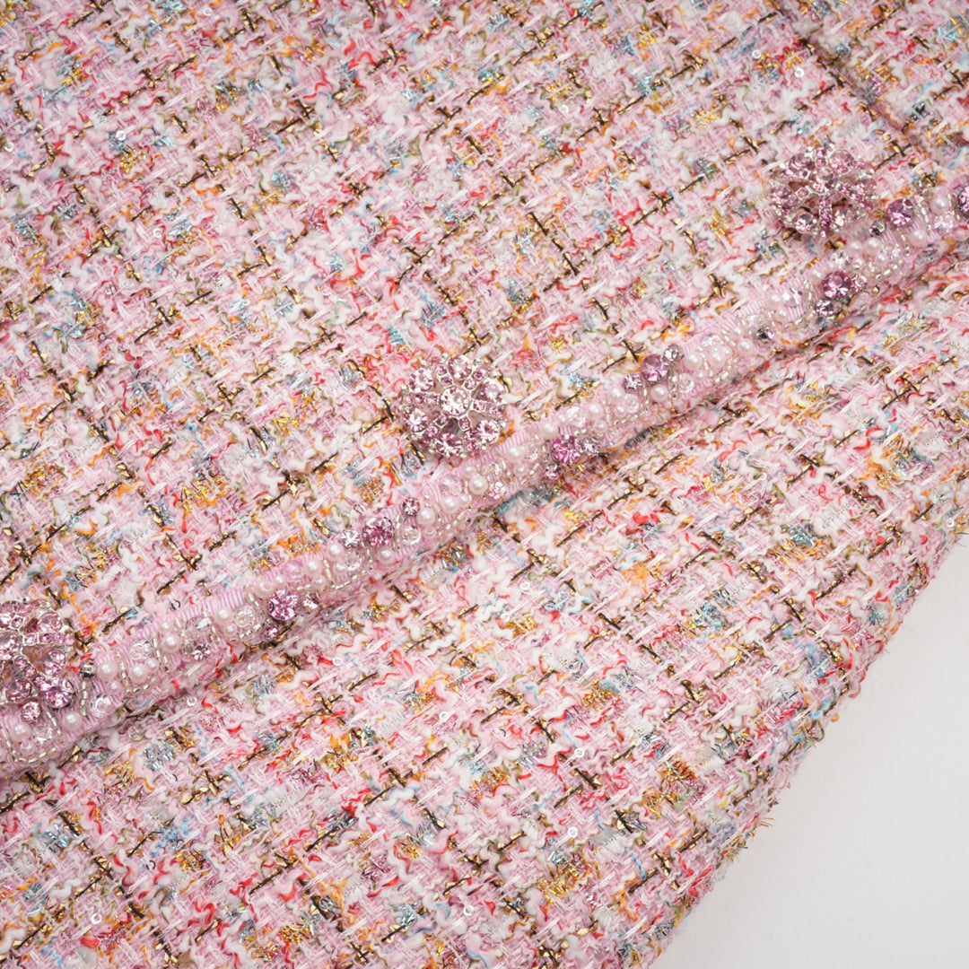 Levoire | Robe Mini En Tweed Rose Décorée