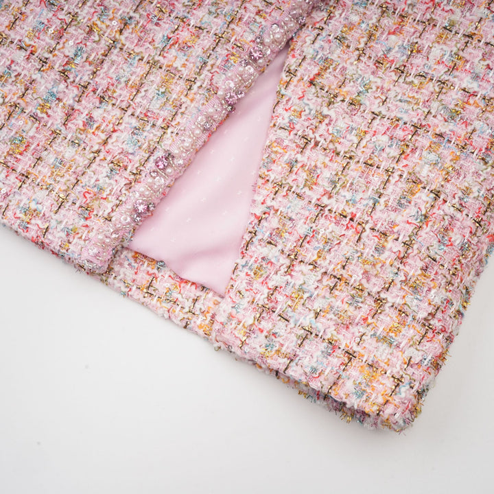 Levoire | Robe Mini En Tweed Rose Décorée
