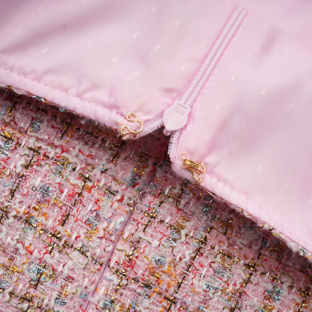 Levoire | Robe Mini En Tweed Rose Décorée