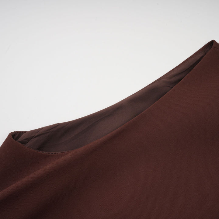 Levoire | Robe Mini À Encolure Asymétrique Marron Puff