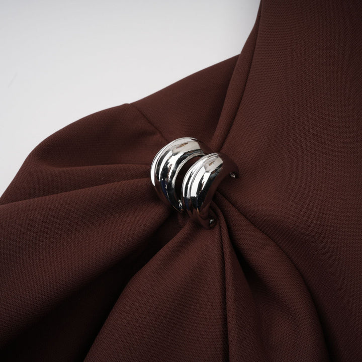 Levoire | Robe Mini À Encolure Asymétrique Marron Puff
