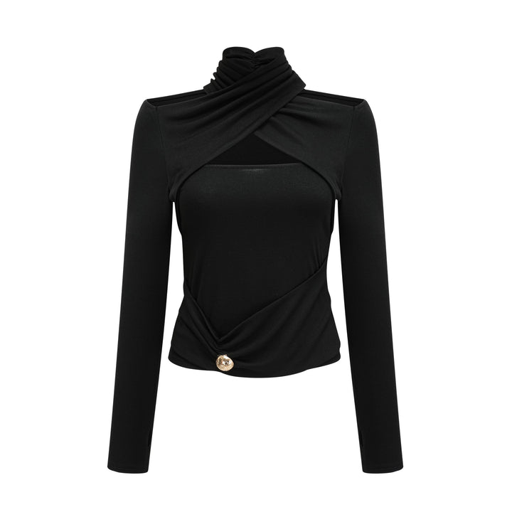 Levoire | Haut Extensible Noire En Jersey Avec Fronces