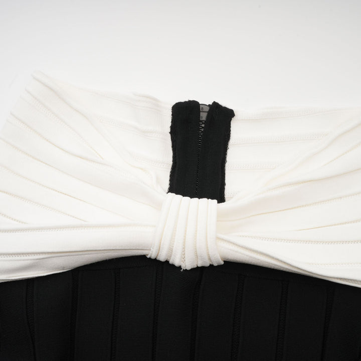 Levoire | Robe Mini En Tricot Noire À Épaules Dénudées Avec Nœud