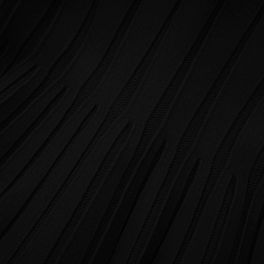 Levoire | Robe Mini En Tricot Noire À Épaules Dénudées Avec Nœud