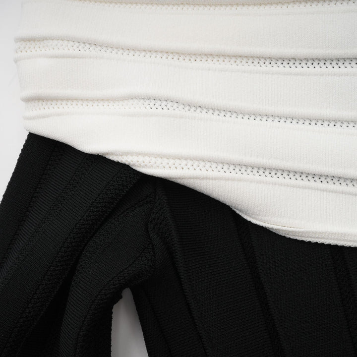 Levoire | Robe Mini En Tricot Noire À Épaules Dénudées Avec Nœud