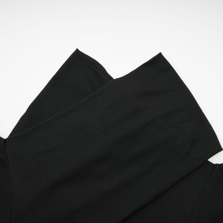 Levoire | Chemisier Noir À Volants En Jersey Extensible