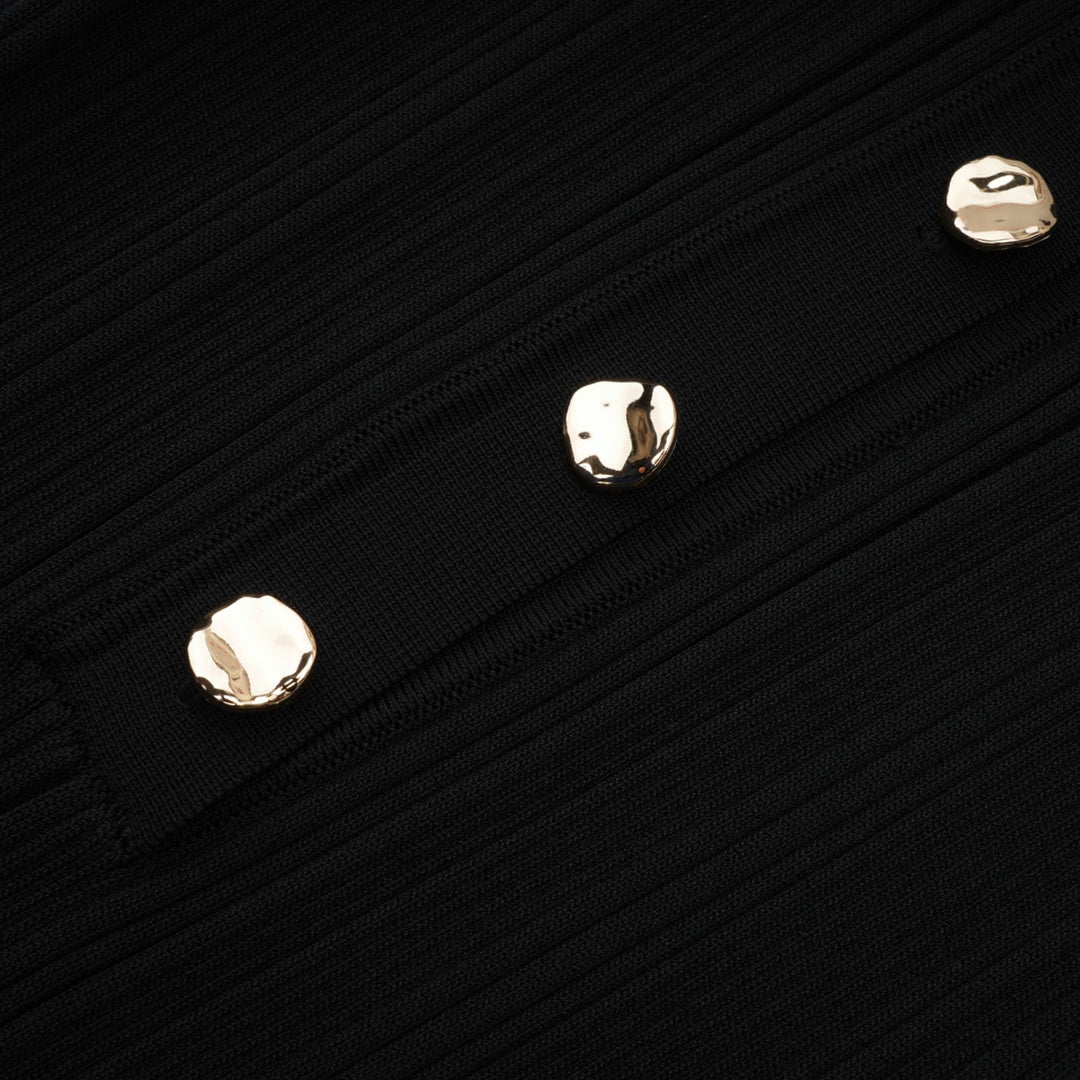 Levoire | Robe Midi Noire À Vagues