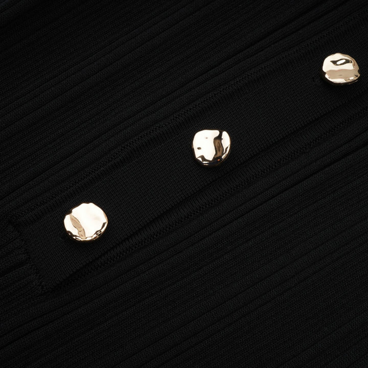 Levoire | Robe Midi Noire À Vagues