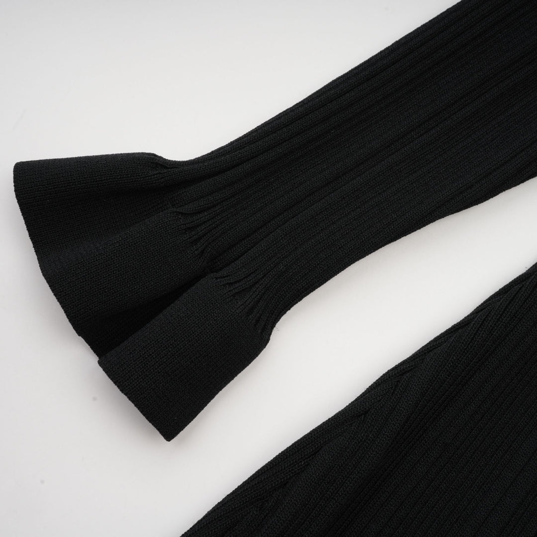 Levoire | Robe Midi Noire À Vagues