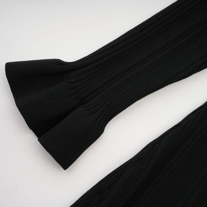 Levoire | Robe Midi Noire À Vagues