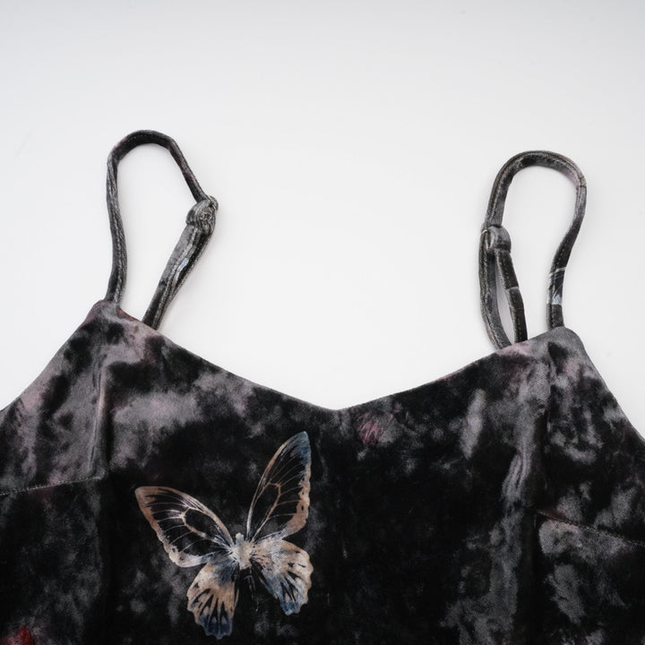 Levoire | Robe Midi En Velours Noir Avec Imprimé Papillon