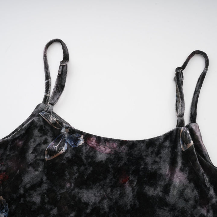 Levoire | Robe Midi En Velours Avec Imprimé Papillon Noir