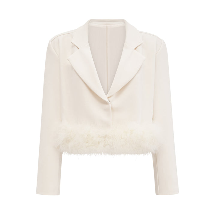 Levoire | Veste Bleue À Bordure En Dentelle & Jupe Ensemble Coordonné