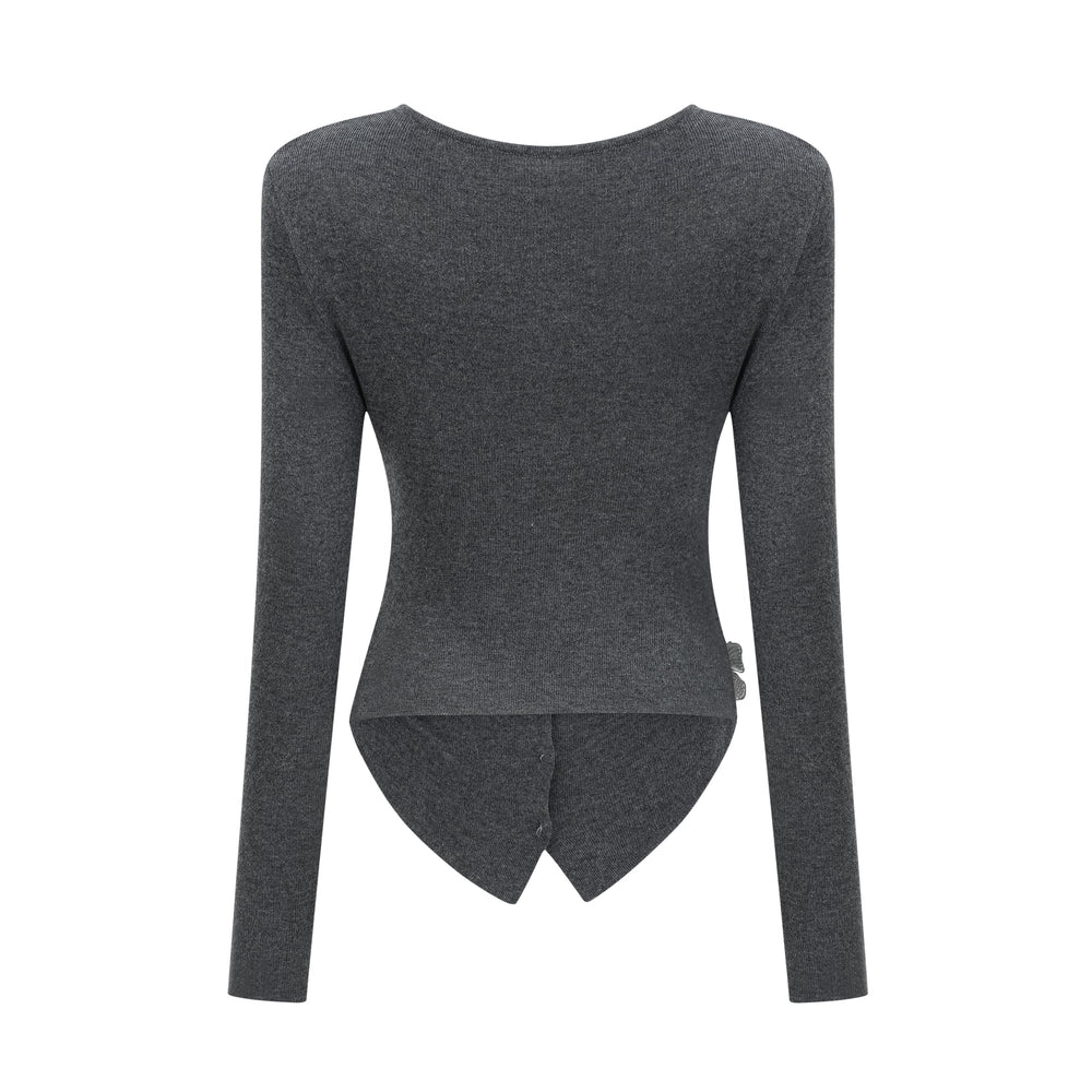 Levoire | Pull En Tricot Avec Motif Papillon En Paillettes Grises