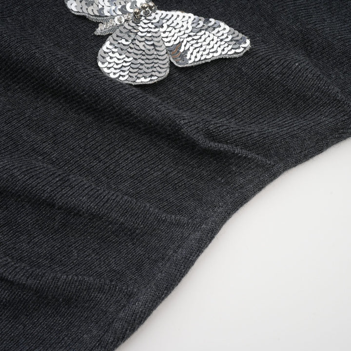 Levoire | Pull En Tricot Avec Motif Papillon En Paillettes Grises