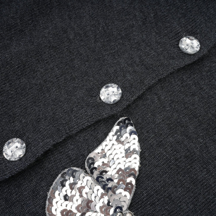 Levoire | Pull Tricot Motif Papillon En Paillettes Grises
