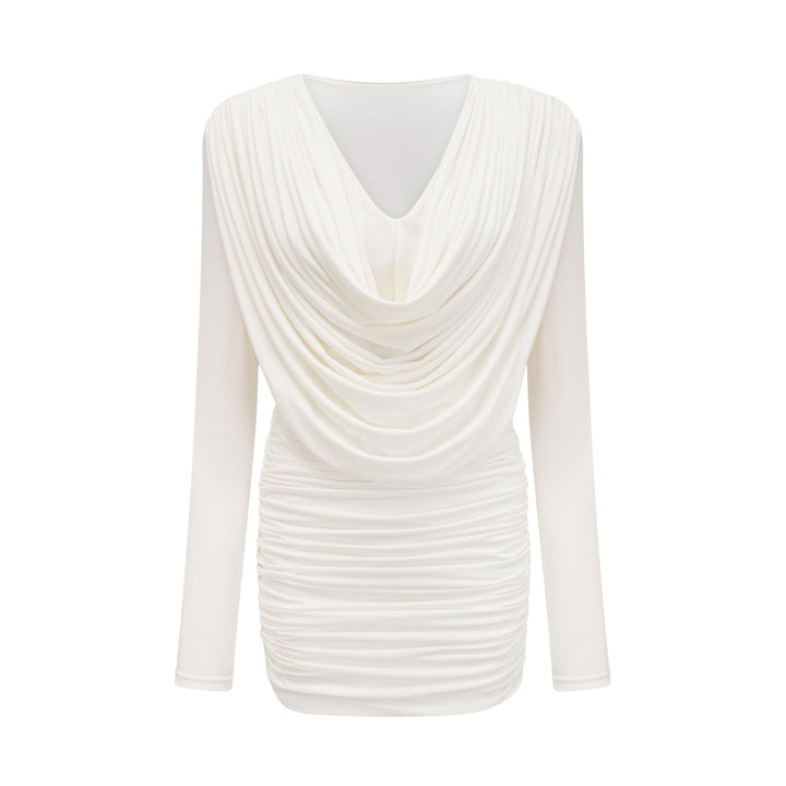 Levoire | Col Châle Robe Mini Plissée