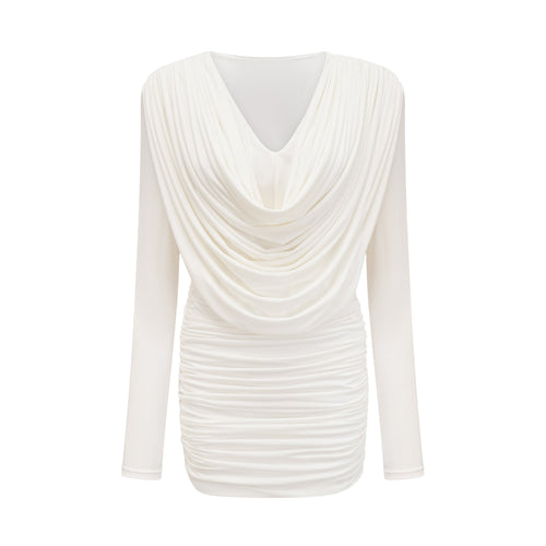 Levoire | Col Châle Robe Mini Plissée