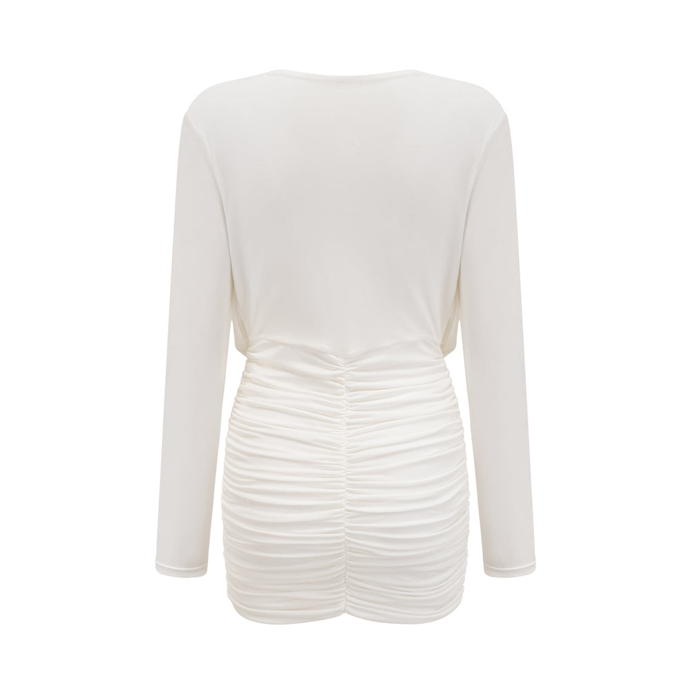 Levoire | Col Châle Robe Mini Plissée