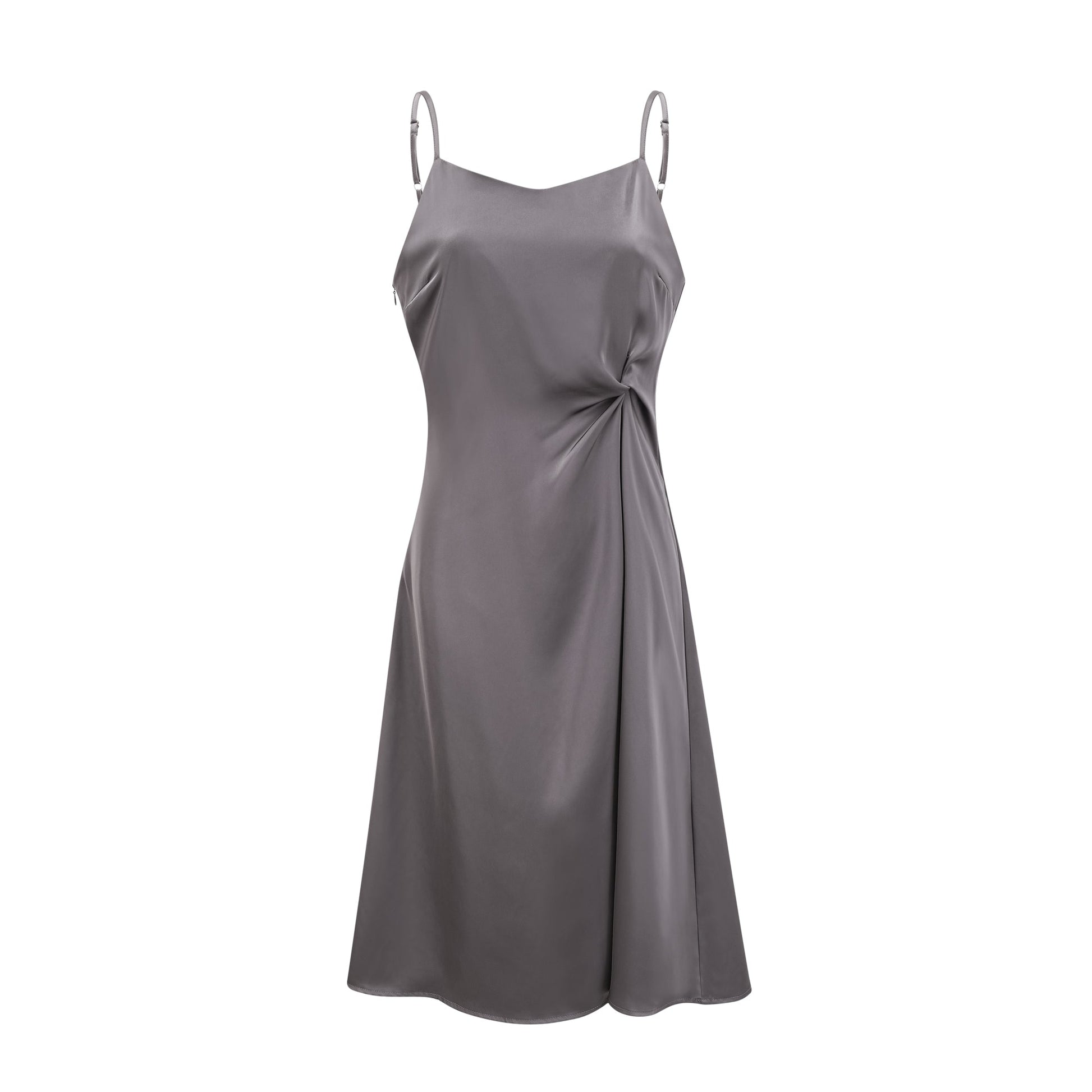 Levoire | Robe Midi Satin Détail Twist Gris