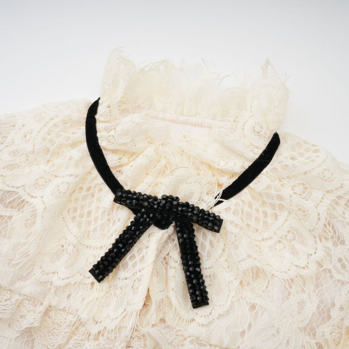 Levoire | Off White Nœud Motif Fleuri Blouse