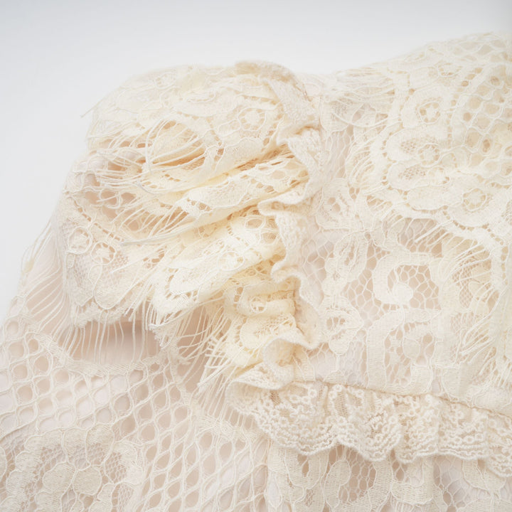 Levoire | Off White Nœud Motif Fleuri Blouse