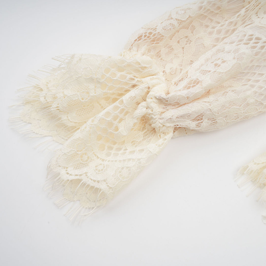 Levoire | Off White Nœud Motif Fleuri Blouse