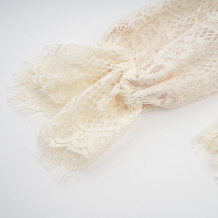 Levoire | Off White Nœud Motif Fleuri Blouse