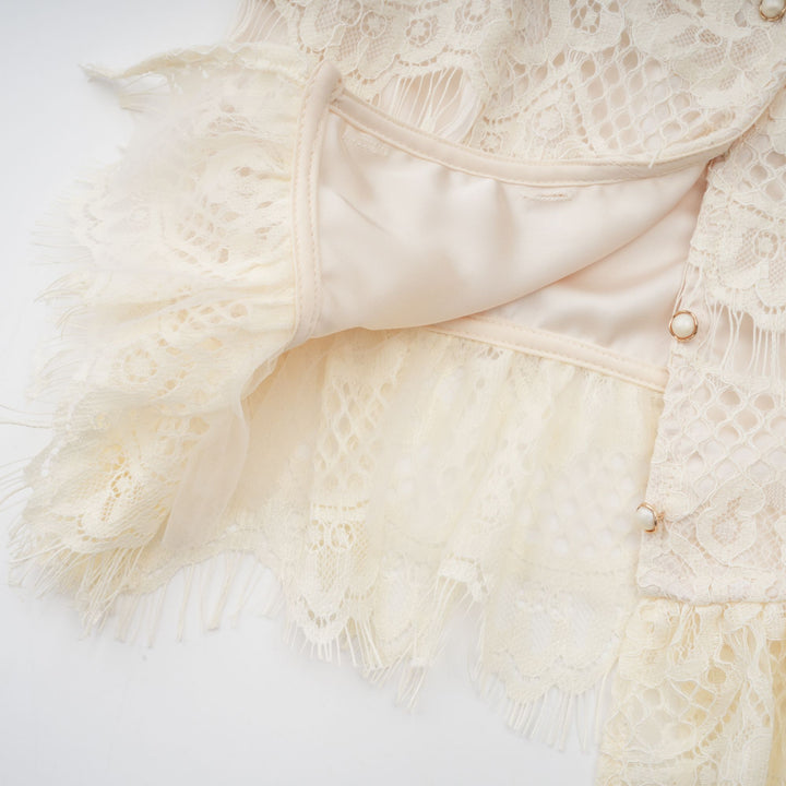 Levoire | Off White Nœud Motif Fleuri Blouse