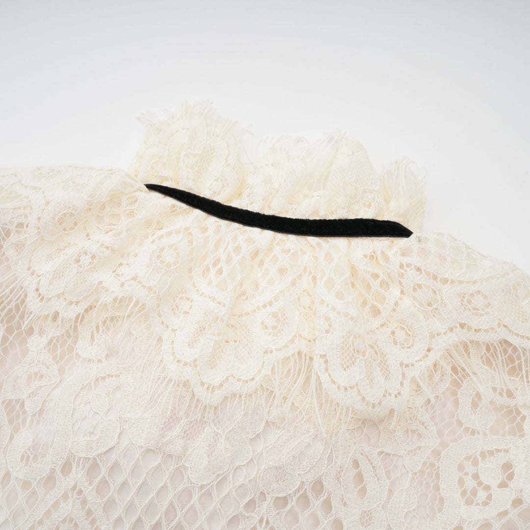 Levoire | Off White Nœud Motif Fleuri Blouse