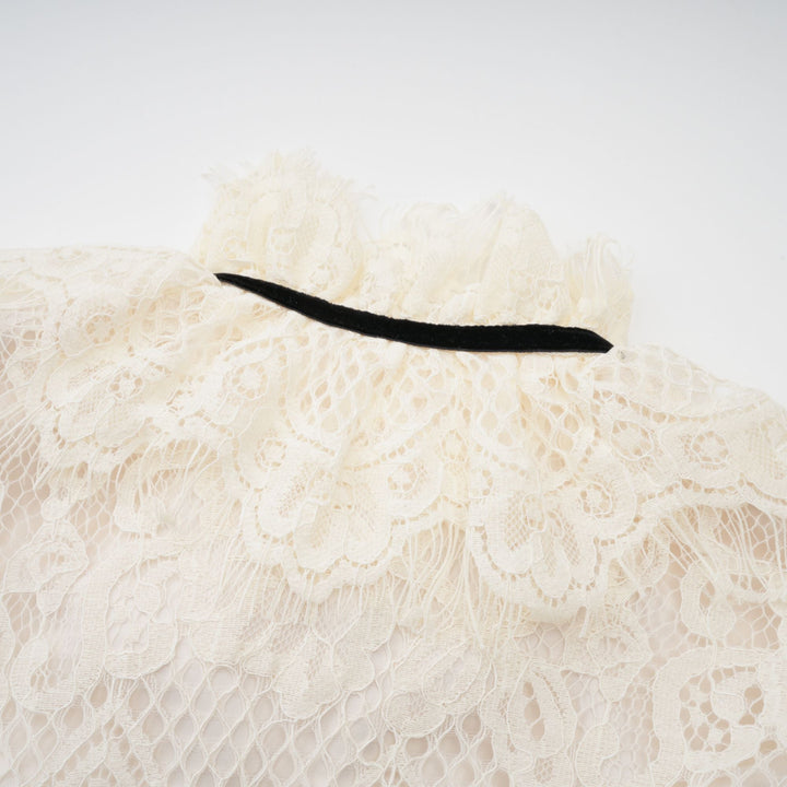Levoire | Off White Nœud Motif Fleuri Blouse