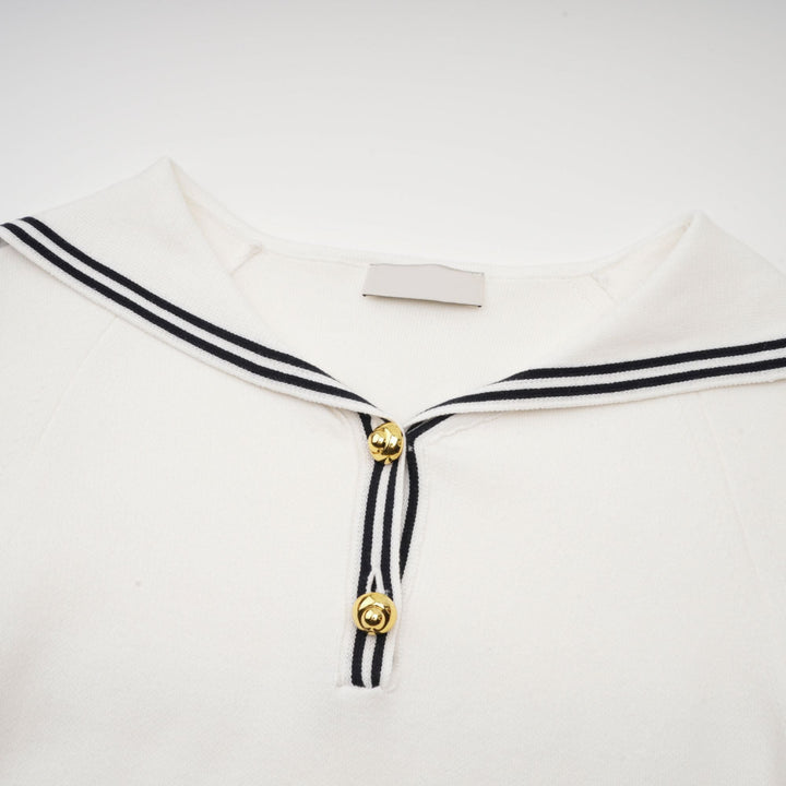Levoire | Col Bateau Coton Manches Courtes Robe Mini