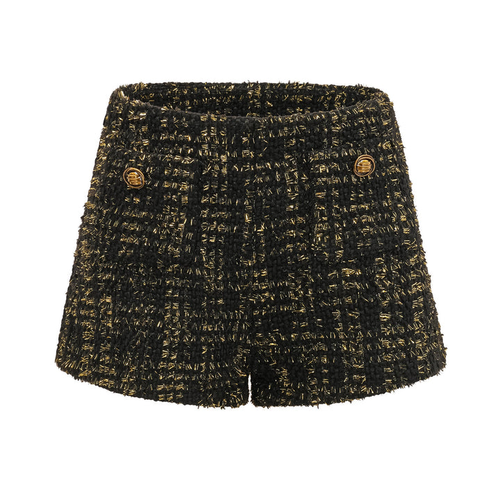 Levoire | Veste En Tweed Métallique Noire Et Short Ensemble Assorti Noir Shorts