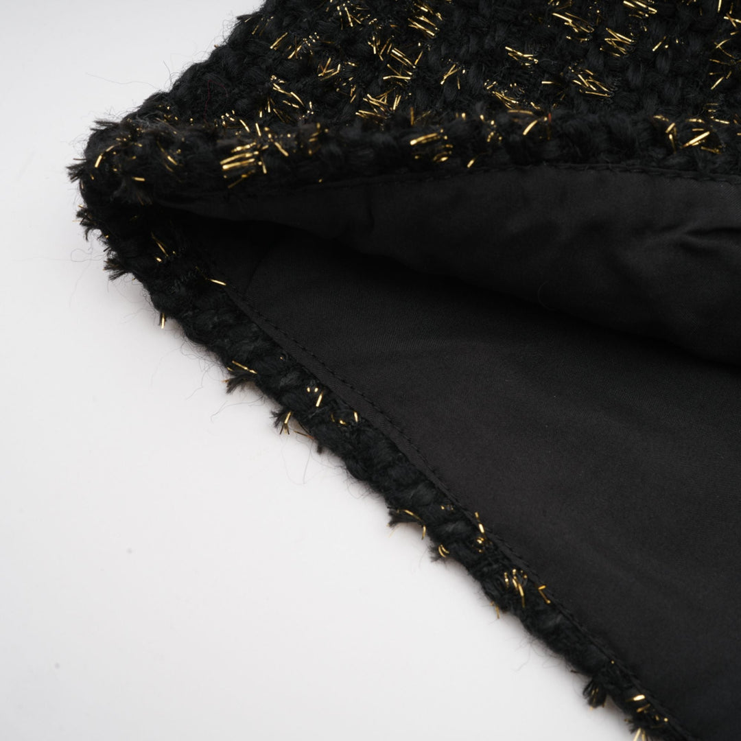 Levoire | Veste En Tweed Métallique Noire Et Short Ensemble Assorti