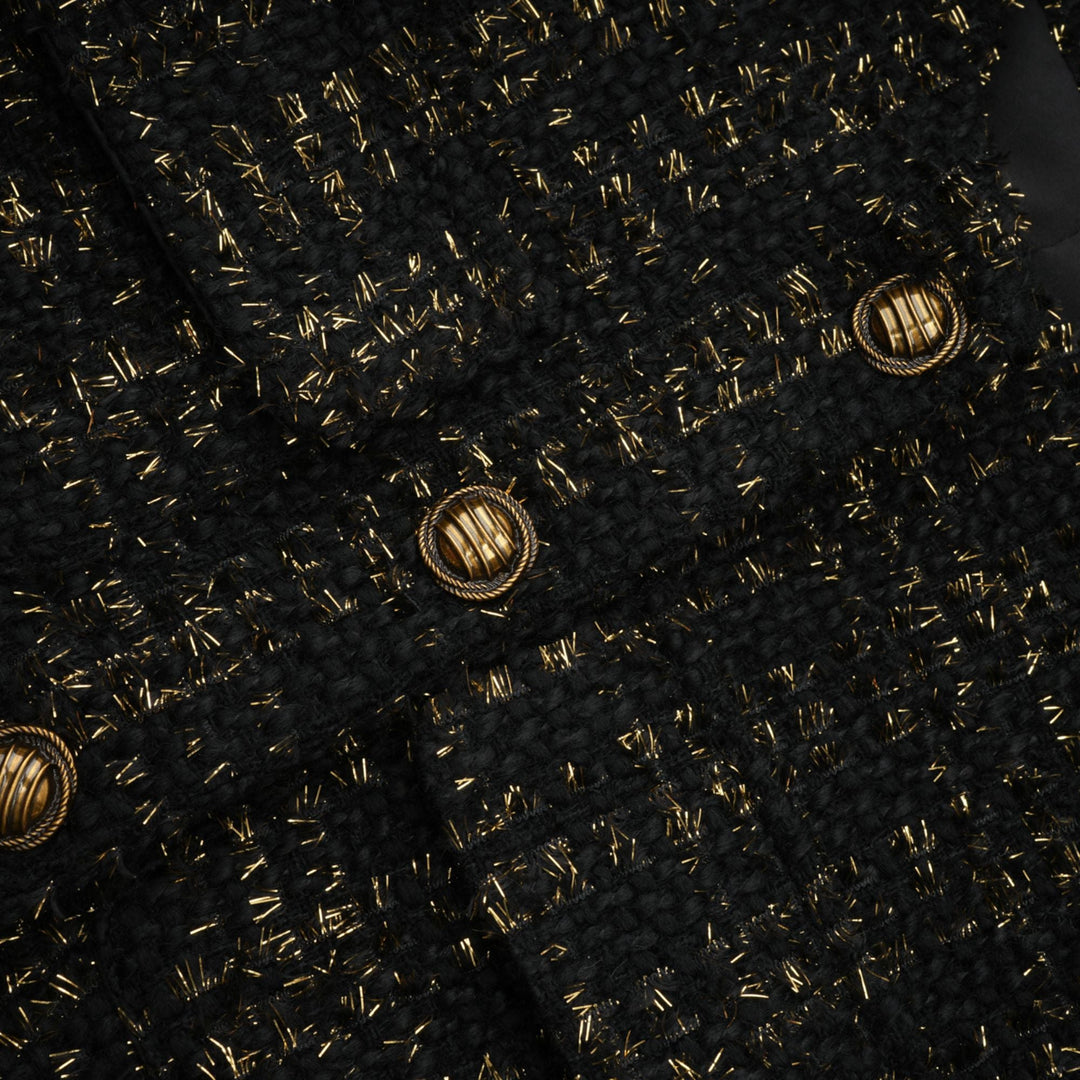 Levoire | Veste En Tweed Métallique Noire Et Short Ensemble Assorti
