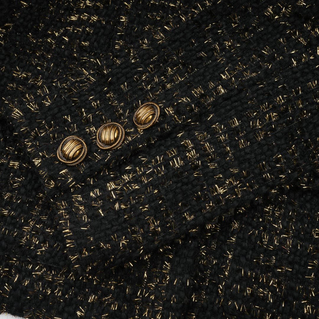Levoire | Veste En Tweed Métallique Noire Et Short Ensemble Assorti