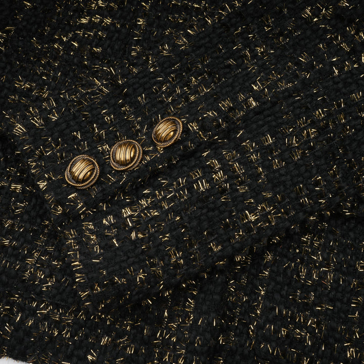 Levoire | Veste En Tweed Métallique Noire Et Short Ensemble Assorti