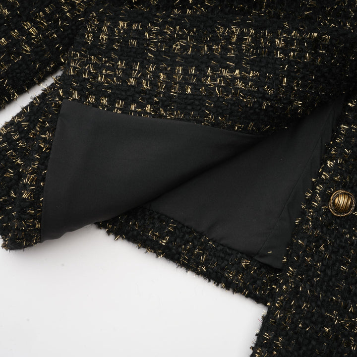 Levoire | Veste En Tweed Métallique Noire Et Short Ensemble Assorti