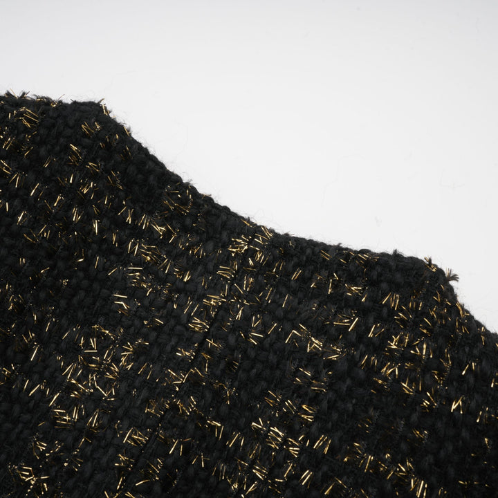 Levoire | Veste En Tweed Métallique Noire Et Short Ensemble Assorti