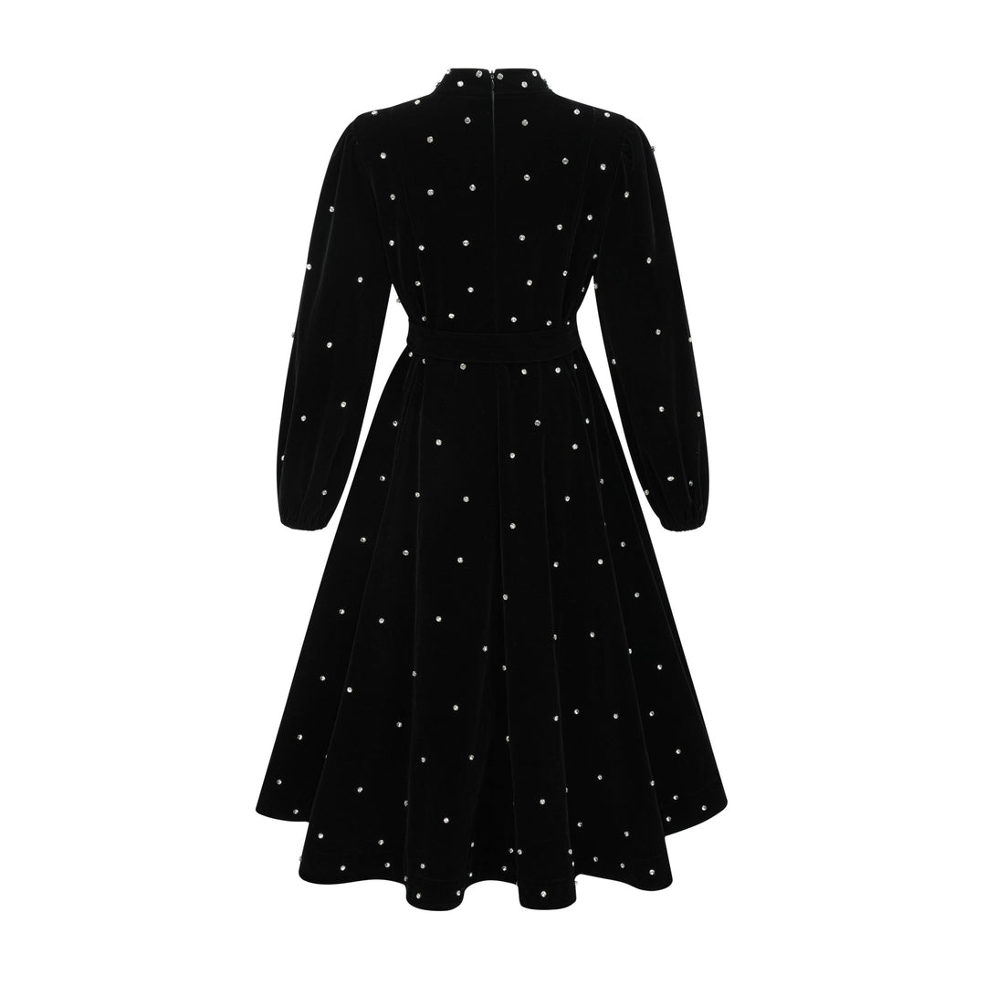 Levoire | Robe Midi En Velours Noir Ornée